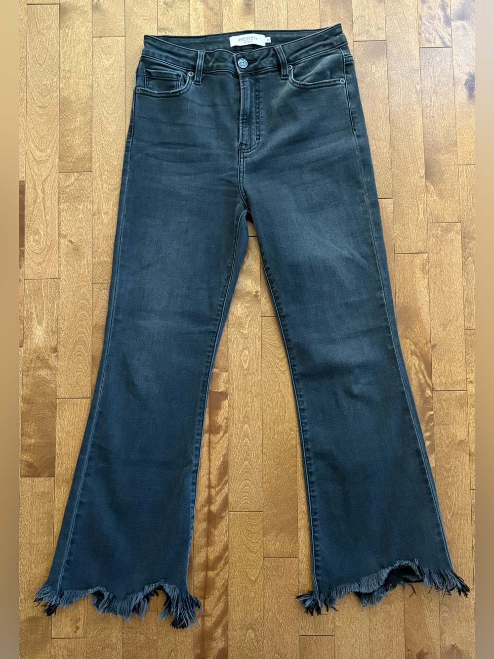 Hidden Los Angeles High Rise Frayed Raw Hem Flare Jeans - Size 28